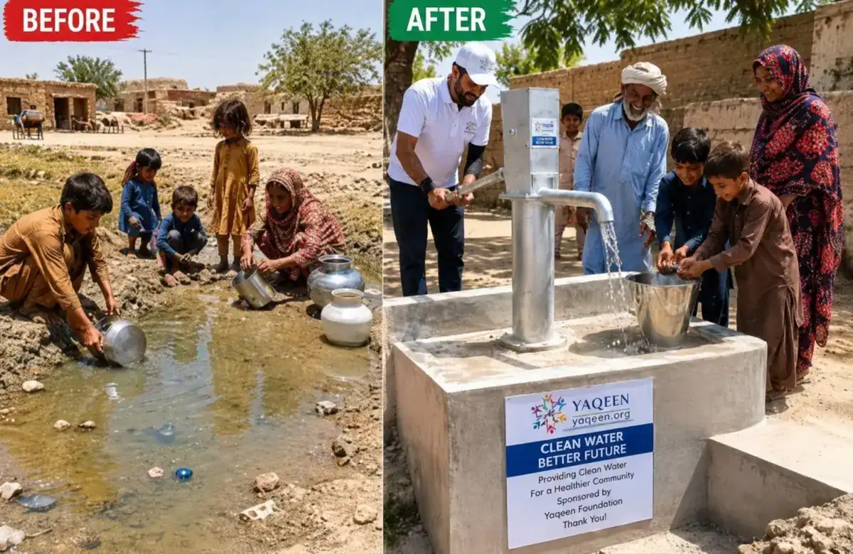 before and after-water well donation