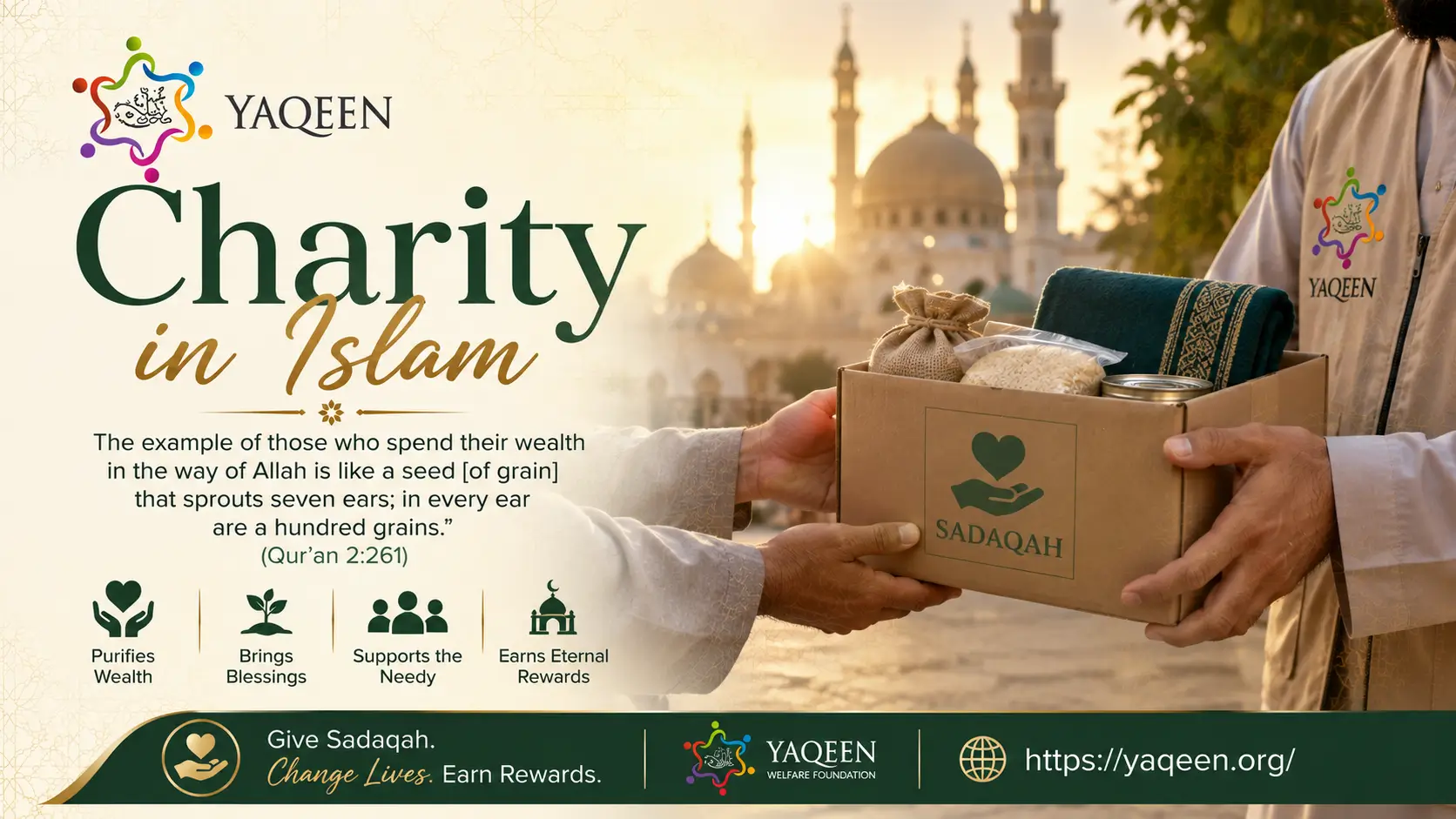 Giving charity in Islam to help people in need